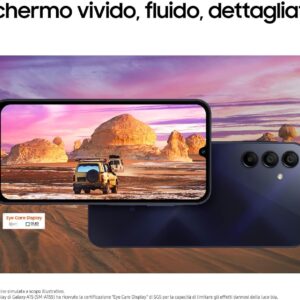 Samsung Galaxy A15, Smartphone Android 14, Display Super AMOLED 6.5″ FHD+, 4GB RAM, 128GB, memoria interna espandibile fino a 1TB, Batteria 5.000 mAh, Blue Black [Versione Italiana]