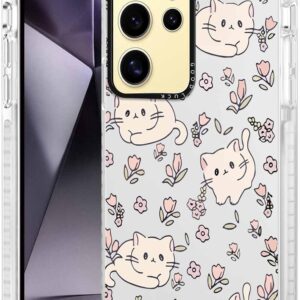 Xylota 2 Pezzi Cover per Samsung Galaxy S24 Ultra 5G 6,8″,Trasparente Carina Disegni Gatto Cartoon Custodia,Morbida Silicone Sottile TPU Bumper Antiurto Chiaro Protettiva Case per Samsung S24 Ultra,07