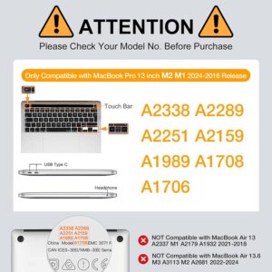 MOSISO Cover Compatibile con MacBook PRO 13 Pollici Custodia 2025 2024 2023 2022-2016 M2 M1 A2338 A2289 A2251 A2159 A1989 A1706 A1708 con/Senza Touch Bar,Case Protettiva Rigida, Nero