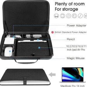 Smatree Macbook Pro 2021 da 16 pollici Borsa Rigida, Custodia per Laptop Macbook Pro da 16″ 2019/ MacBook Pro 15,4, Acer Aspire/HP OMEN 15,6 pollici, con Scomparto per Accessori, Nero