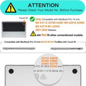MOSISO Cover Compatibile con MacBook Pro 14 Pollici Custodia 2025 2024 2023 2022 2021 M4 M3 M2 M1 Pro Max A3112 A3185 A3401 A2918 A2992 A2779 A2442,Protettivo Plastica Rigida Case, Cristallino