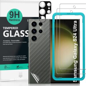 Ibywind 2 Pezzi Vetro Temperato per Samsung Galaxy S24 Ultra 5G 6.8″(Non per Galaxy S24 5G/Galaxy S24 Plus 5G),con 1 Pezzo Pellicola Fotocamera,Pellicola posteriore da 1 pezzo,Anti Graffio
