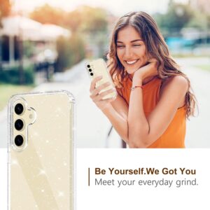 Mosoris Cover per Samsung Galaxy S24 5G, Glitter Silicone Antiurto 360 Gradi con Protezione Schermo Integrata Morbido TPU Bumper Trasparente Full Case Fronte Retro Cover Custodia Samsung Galaxy S24