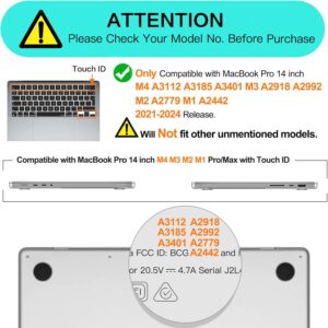 MOSISO Cover Compatibile con MacBook Pro 14 Pollici Custodia 2025-2021 M4 M3 M2 M1 A3112 A3185 A3401 A2918 A2992 A2779 A2442,TPU Morbido Antigraffio Case&Copritastiera&Proteggi Schermo,Nero