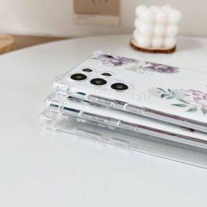 DEFBSC Custodia morbida compatibile con Samsung Galaxy S24 Ultra, trasparente motivo floreale floreale per ragazze, in TPU trasparente, sottile, antiurto, antigraffio, colore: bianco