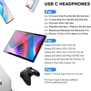 Cuffie Con Filo USB C Hi-Fi Stereo Auricolari USB C con filo,Auricolari Type C In Ear Con Microfono, Auricolari USB C Compatibile con iPhone 15/15 Pro Max/Samsung S24/S23 Ultra/S22/iPad Pro – Bianco
