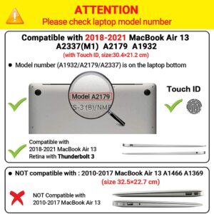 iNeseon Custodia Compatibile con 2021 2020 2019 2018 MacBook Air 13 Retina (A2337 M1/ A2179/ A1932), Cover Rigida Case e Copertura Tastiera per MacBook Air 13 Pollici, Cristallo Trasparente