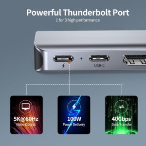 Hub USB C 8-in-2 MacBook Air Pro Adattatore BHHB USB C Hub con 4K HDMI, Thunderbolt, 5Gbps USB C, USB3.0* 2 e porte USB, lettore di schede TF SD Adattatore per MacBook Pro Air M1/M2/M3/2024/2023/2022
