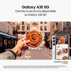 Samsung Galaxy A35 5G, Caricatore incluso, Smartphone Android 14, Display FHD+ Super AMOLED 6.6” 6GB RAM, 128GB di memoria interna espandibile, Batteria 5.000 mAh, Awesome Iceblue [Versione Italiana]