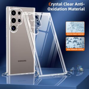 Xiltlly Cover per Samsung Galaxy S24 Ultra 6.8″ con Cordino, Custodia con Laccio Collana Tracolla Trasparente Silicone TPU Bumper Back Antigraffio Antiurto Proteggere Protettiva Corda Clear Case, Nero