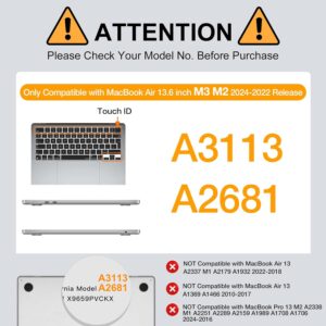 MOSISO Custodia Compatibile MacBook Air 13 Pollici M3 M2 A3113 A2681 2024 2023 2022,Glitter Cover Compatibile MacBook Air 13,6 Pollici&Tastiera Case&Protezione Schermo&Storage Borsa,Chiaro Cristallo