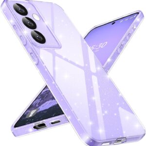 Paitech Glitter Cover per Samsung Galaxy S24 con Protezione Fotocamera, Custodia Glitter Silicone Morbido TPU Protezione Case, Sottile Antigraffio Antiurto Antimpronta Cover per Samsung S24, Viola