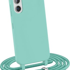 MyGadget Cover per Samsung Galaxy S24 – Custodia con Corda – Case con Cordino Opaca Antiurto/Bumper con Laccio/Tracolla – Practical Stylish per Collo Verde Menta