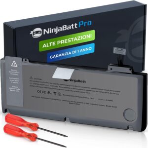 NinjaBatt batteria A1278 A1322 per MacBook Pro 13″ [2009 2010 2011 2012 Years] – High Performance [76.56Wh/11.6V]