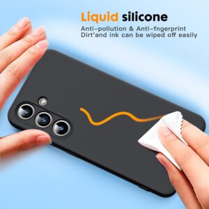 Vansdon Cover Compatibile con Samsung Galaxy S24, 2 Pellicola Protettiva in Vetro Temperato, Gomma Gel di Silicone Liquida Antiurto Custodia – Nero