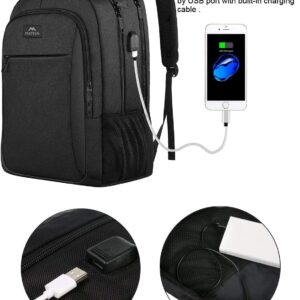 MATEIN Zaino Uomo Zaino per PC Portatile, 15.6 Pollici Zaino Porta PC con Caricatore USB Zaino da lavoro, Impermeabile Zaino per Laptop, Computer, Notebook, Viaggio Regalo Uomo & Donna – Nero
