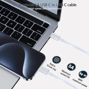 Caricabatterie Rapido USB C 96W,Adattatore di Alimentazione Tipo C per MacBook Pro 16/15/14/13 pollici, iPad Pro12.9/11 pollici,Lenovo,Adatto per Tutti i Dispositivi USB C，Con Cavo USB C a C da 2M
