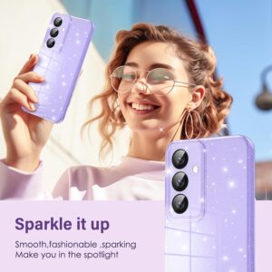 Paitech Glitter Cover per Samsung Galaxy S24 con Protezione Fotocamera, Custodia Glitter Silicone Morbido TPU Protezione Case, Sottile Antigraffio Antiurto Antimpronta Cover per Samsung S24, Viola
