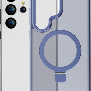 2NSPDRGNI Magnetico Cover Compatibile con Samsung Galaxy S24 ULTRA,Traslucida Matte Sottile Custodia con Supporto ad Anello,Blu