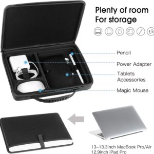 Smatree 13,3 Pollici Custodia Rigida per Computer Portatile per 14″ MacBook Pro 2021/13,3″ MacBook Pro/MacBook Air /12,3 Pollici Surface Pro X/8/7/6/5 Custodia protettiva – Nero