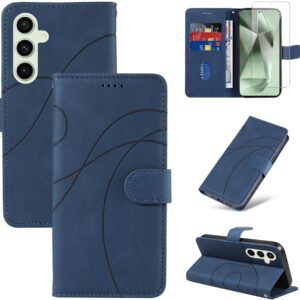 Reshias Cover Per Samsung Galaxy S24 FE 5G (non per S24) con 1 Pezzo Vetro Temperato Pellicola Protettiva, Pelle PU e Flip Custodia, Funzione Supporto e Portafoglio Caso (Blu)