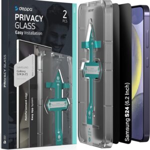 Deppa |2 pezzi| Vetro Temperato Anti-Spia per Samsung Galaxy S24 (6.2′) Compatibile con ID Impronta Digitale [Copertura Totale] con Kit di Installazione Facile – Pellicola Proteggi Schermo in Vetro