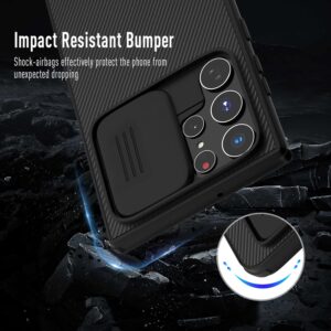 XTCASE Cover per Samsung Galaxy S24 Ultra 5G Custodia, Protezione Copri Fotocamera Scorrevole Ultra Sottile Rigida Hard Antiurto AntiGraffio Antiscivolo Shockproof Protettiva Case, Nero
