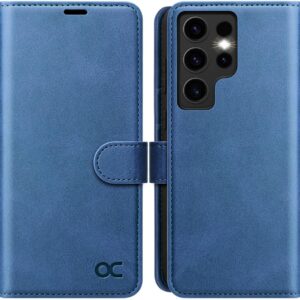 OCASE Custodia Samsung S24 Ultra, Cover Samsung S24 Ultra 5G Interno TPU Antiurto Portafoglio [RFID Blocking] [Carta Fessura] Custodie in Pelle per Samsung Galaxy S24 Ultra (6,8 Pollici) – Blu Chiara