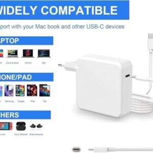 Caricabatterie da 67 W per MacBook Air 13/15 pollici, MacBook Pro 14/13/12 pollici 2022-2018, iPad Pro. Compatibile con tutti i dispositivi USB C Lenovo, HP,ASUS,Samsung, Dell.