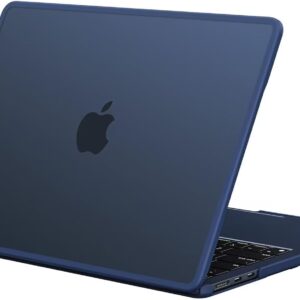 BlueSwan Cover compatibile con MacBook Air 15 Pollici M2 M3 M4 2023-2025 (A2941 A3114 A3241) con Touch ID, Custodia Rigida Traslucido per Air 15,3″ Bordo in TPU – (Bordo Blu) Mezzanotte Opaco
