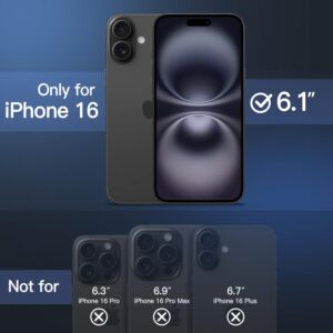 JETech Cover Opaca per iPhone 16 6,1 Pollici, Protezione Anticaduta Antiurto di Grado Militare, Custodia Cellulare Posteriore Glassata Traslucida, Anti-Impronte (Blu Tempesta)