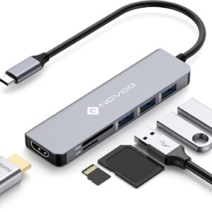 Hub USB C, NOVOO Adattatore USB C con MacBook Pro/Air M1 M2, adattatore HDMI 4K, 3 x USB 3.0, Card Reader SD/TF, dock multiporta compatibile con Dell Surface Lenovo Hp altri dispositivi di tipo C