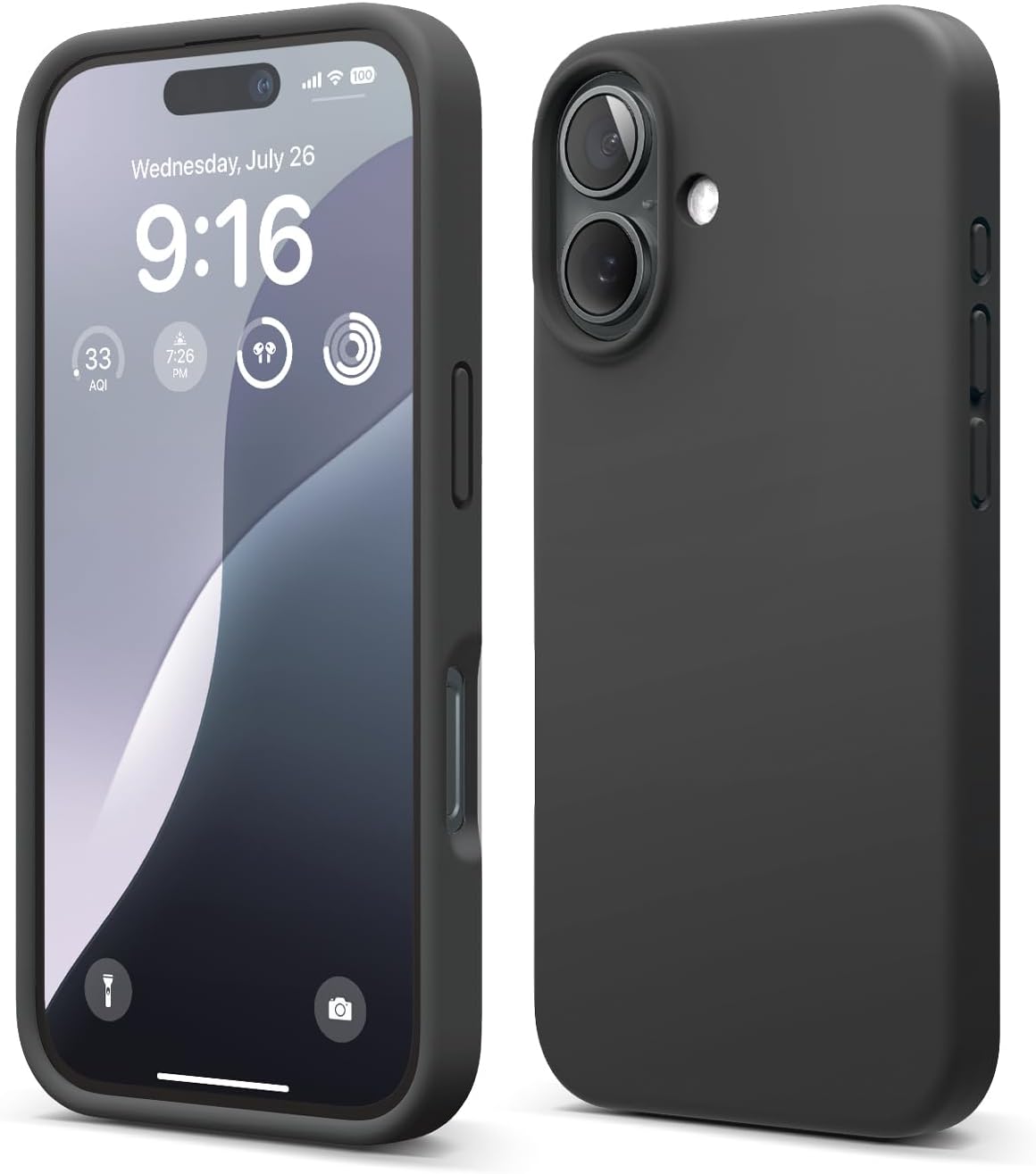 elago Compatibile con iPhone 16 Cover, Cover in Silicone Liquido Premium, Cover Protettiva Completa, Antiurto, Cover Sottile, Fodera in Microfibra Antigraffio (Nero)