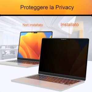 Filtro Privacy MacBook Magnetico Compatibile con MacBook Pro 13 Pollici(2016-2022, M1, M2) e MacBook Air 13 Pollici(2018-2021, M1), Anti Luce Blu Pellicola Protezione Della Privacy Filter Portatile