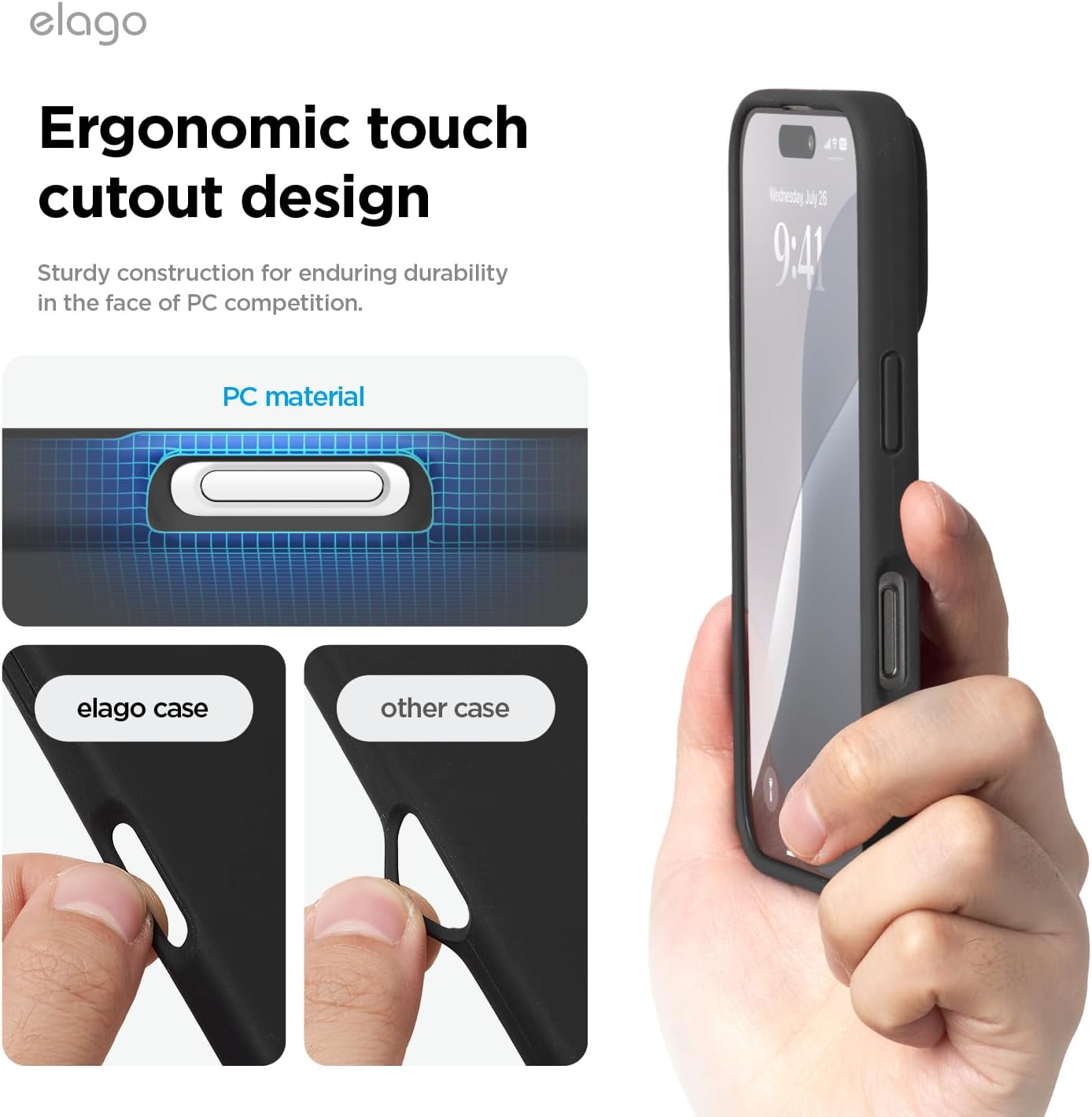 elago Compatibile con iPhone 16 Cover, Cover in Silicone Liquido Premium, Cover Protettiva Completa, Antiurto, Cover Sottile, Fodera in Microfibra Antigraffio (Nero) - immagine 7