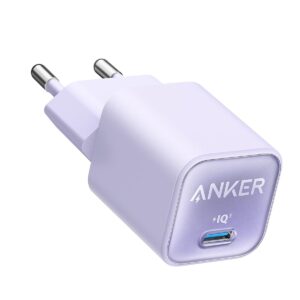 Anker Caricatore iPhone USB C GaN 30W, 511 (Nano 3), Caricabatterie USB C rapido PIQ 3.0 PPS, compatibile con iPhone 16/16 Plus/ 16 Pro Max/15/14/13, Galaxy, Pixel 4, iPad (senza cavo di ricarica)