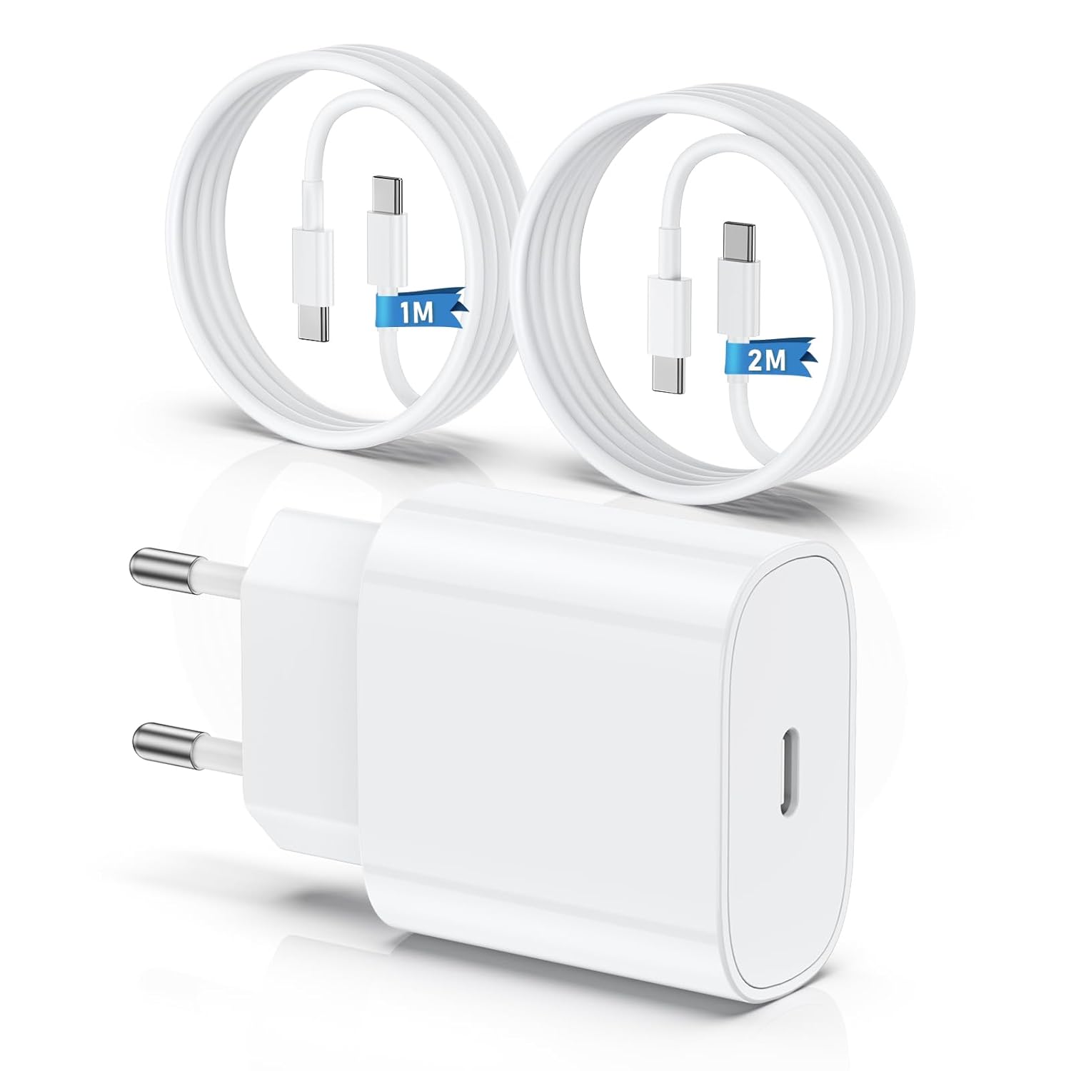 QZIIW Caricatore per iPhone 15/16, 20W caricabatteria rapido con 1M+2M cavo per iPhone 15 16/ Pro Max/Plus/iPad Pro/Air/Mini, originale USB C iPhone carica batteria con cavo di tipo C cavetto ricarica