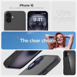 Spigen Cover Ultra Hybrid Compatibile con iPhone 16 – Nero Opaco