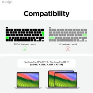 elago Cover Premium per Tastiera Ultra Sottile in TPU Compatibile con MacBook Pro M2 M1 13″ [A2338 A2289 A2251] / MacBook Pro 16″ 2020 2019 [A2141] con Touch ID (Layout UK/EU)