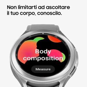 SAMSUNG Galaxy Watch4 Classic BT 46mm SmartWatch Acciaio Inox, Ghiera Rotante, Monitoraggio Benessere, Fitness Tracker, Colore Argento