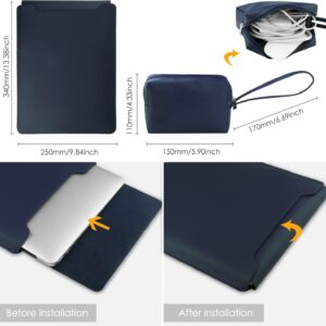 HoYiXi 13 14” Custodia in pelle Impermeabile con Supporto regolabile Compatibile con MacBook Pro 14 2021 / MacBook Air 13 M1 2021 2020 2019 2018 / MacBook Pro 13 2016-2021, Portatile Borsa blu