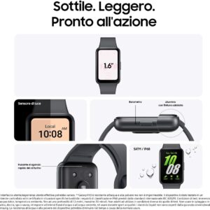 Samsung Galaxy Fit3 fitness band, batteria a lunga durata, rilevamento cadute/SOS, barometro, IP68, monitoraggio sonno, oltre 100 esercizi, gestione notifiche/musica, Gray [Versione italiana]