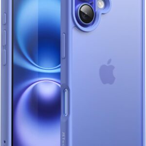 JETech Cover Opaca per iPhone 16 6,1 Pollici, Protezione Anticaduta Antiurto di Grado Militare, Custodia Cellulare Posteriore Glassata Traslucida, Anti-Impronte (Blu Oltremare)