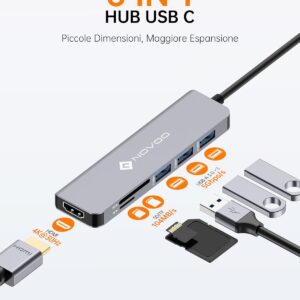 Hub USB C, NOVOO Adattatore USB C con MacBook Pro/Air M1 M2, adattatore HDMI 4K, 3 x USB 3.0, Card Reader SD/TF, dock multiporta compatibile con Dell Surface Lenovo Hp altri dispositivi di tipo C