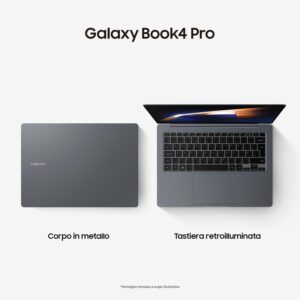 Samsung Galaxy Book4 Pro, Intel® Core™ Ultra 7 Processor, 16GB RAM, 512GB, Laptop 14″ Dynamic AMOLED 2X touch, Windows 11 Home, Moonstone Gray [Versione Italiana]