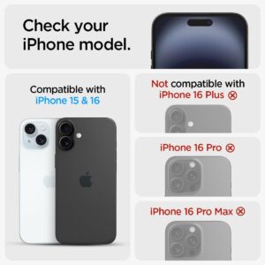 Spigen Glas.tR EZ Fit Vetro Temperato compatibile con iPhone 16, iPhone 15, 2 Pezzi, Installazione Facile, Cristallino, Durezza 9H Pellicola prottetiva