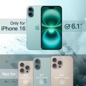 JETech Cover Magnetica per iPhone 16 6,1 Pollici Compatibile con MagSafe, Antiurto Paraurti Custodia, Solida Colore Opaco TPU Telaio, Anti-Graffio Retro Trasparente (Verde Acqua)
