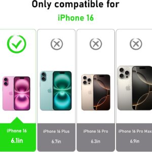 FLLAO 4 in 1 Cover per iPhone 16 con 2 Pellicola Vetro Temperato e 1 Pellicola Protezione Fotocamera, [Protezione Antiurto Militare] Antishock Custodia per iPhone 16, Trasparente