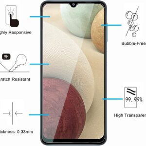 NEW’C 2 Pezzi, Vetro Temperato per Samsung Galaxy A12, Pellicola Prottetiva Anti Graffio, Anti-Impronte, Senza Bolle, Durezza 9H, 0,33mm Ultra Trasparente, Ultra Resistente