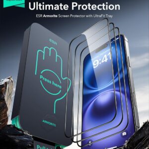 ESR Pellicola Vetro per iPhone 16/ iPhone 15, Vetro temperato 9H+, Zero bolle e polvere, Protezione di grado militare, Durevole con strumento di installazione facile, 3 Confezioni